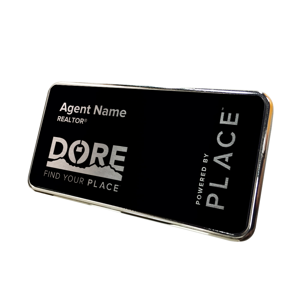 Dore Team Name Tag | 1.5x3 Framed Black Name Tag