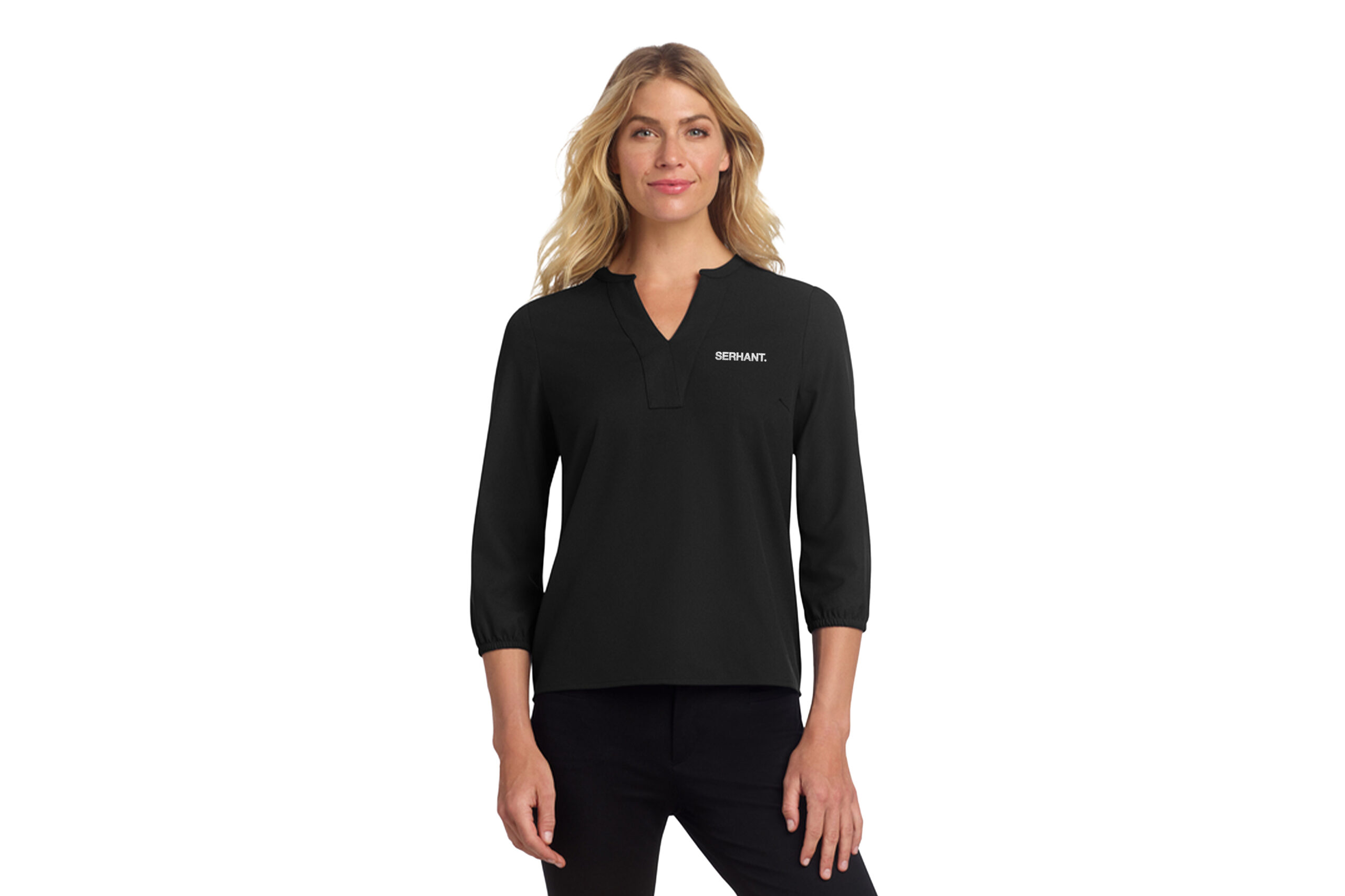 Serhant | Mercer+Mettle® Women's Stretch Crepe Long Sleeve Camp Blouse - Image 4